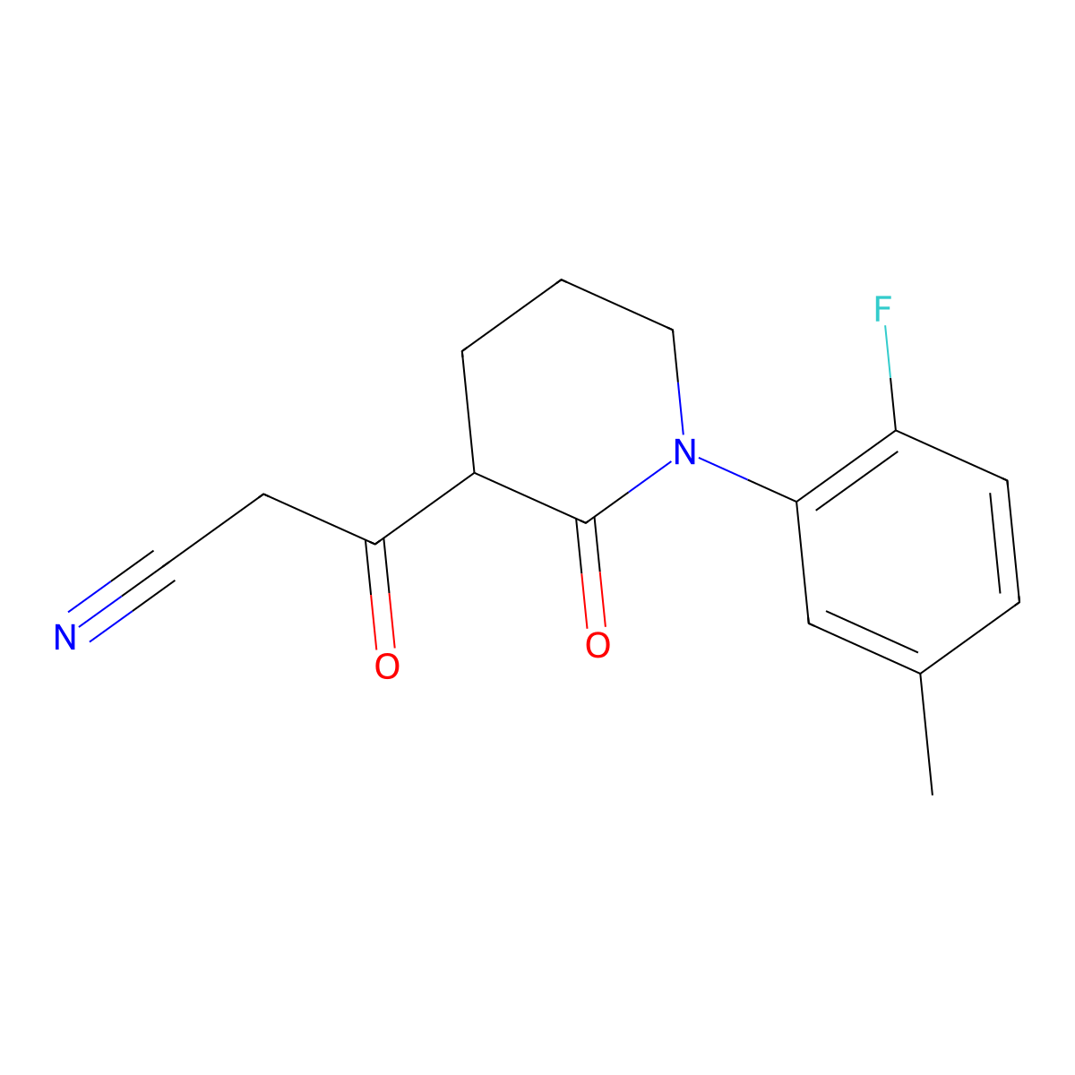 3-[1-(2-Fluoro-5-methylphenyl)-2-oxopiperidin-3-yl]-3-oxopropanenitrile molecular structure, CAS 2060043-98-1