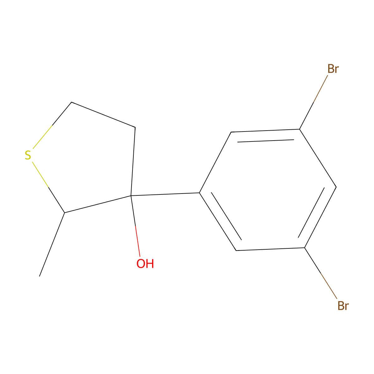 3-(3,5-Dibromophenyl)-2-methylthiolan-3-ol molecular structure, CAS 2060044-07-5