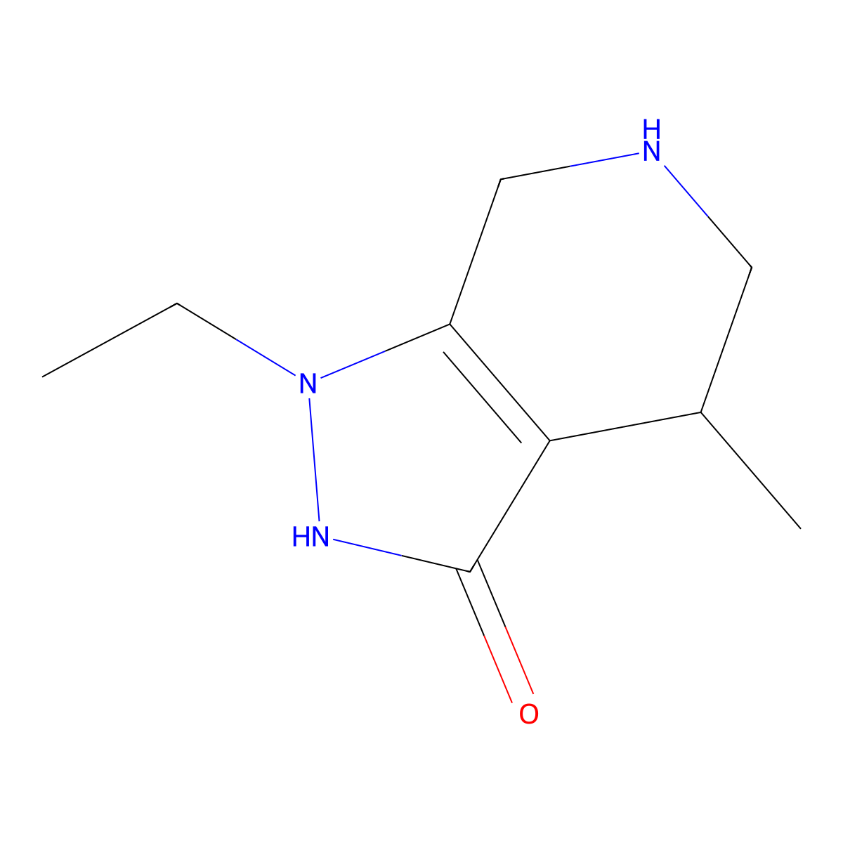 1-Ethyl-4-methyl-1H,4H,5H,6H,7H-pyrazolo[3,4-c]pyridin-3-ol molecular structure, CAS 2060044-11-1