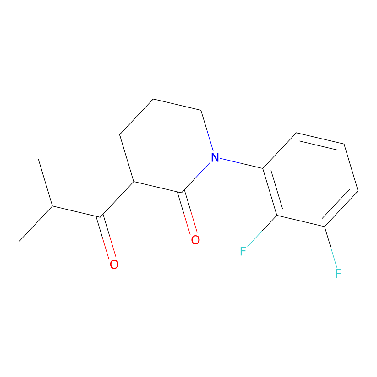 1-(2,3-Difluorophenyl)-3-(2-methylpropanoyl)piperidin-2-one molecular structure, CAS 2060044-19-9