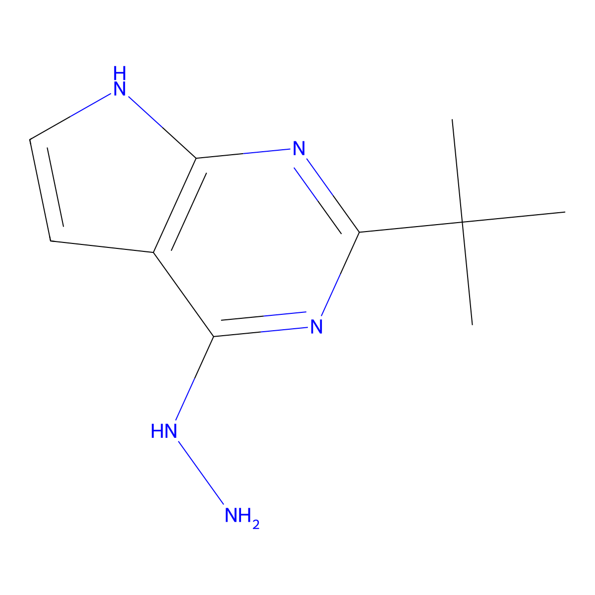 2-tert-Butyl-4-hydrazinyl-7H-pyrrolo[2,3-d]pyrimidine molecular structure, CAS 2060044-20-2