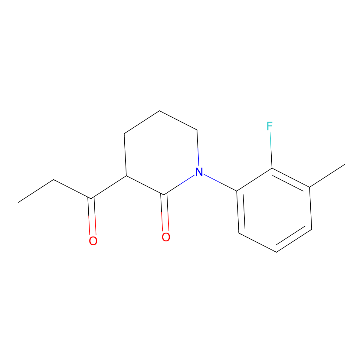 1-(2-Fluoro-3-methylphenyl)-3-propanoylpiperidin-2-one molecular structure, CAS 2060044-24-6