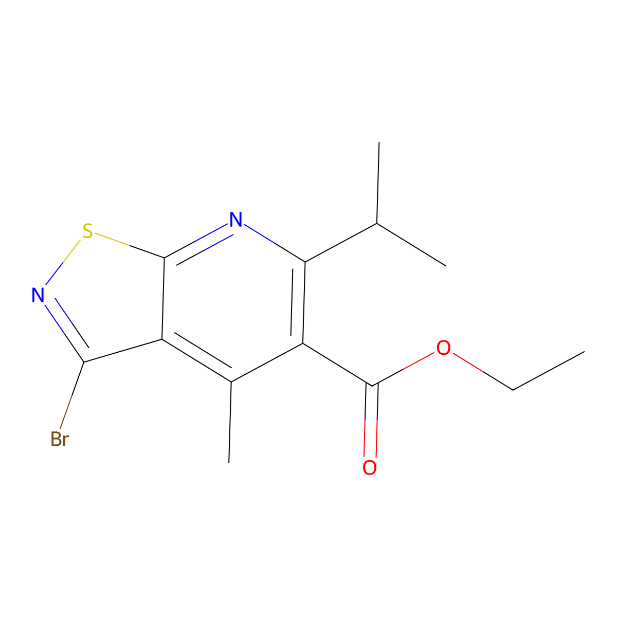 Ethyl 3-bromo-4-methyl-6-(propan-2-yl)-[1,2]thiazolo[5,4-b]pyridine-5-carboxylate molecular structure, CAS 2060044-26-8