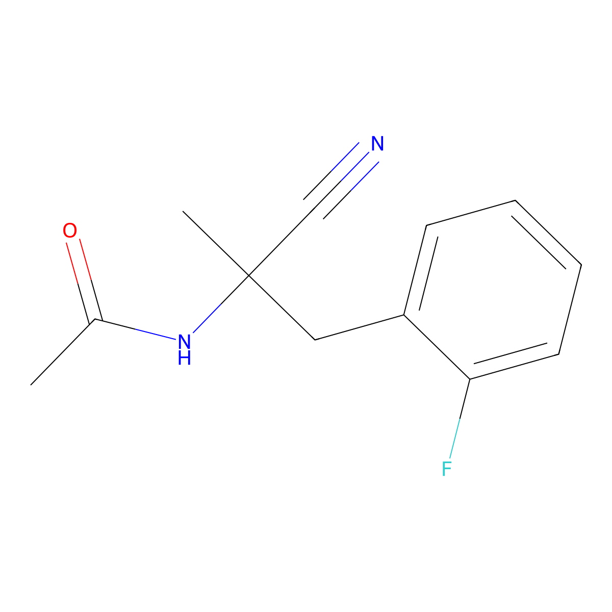N-{1-cyano-1-[(2-fluorophenyl)methyl]ethyl}acetamide molecular structure, CAS 2060044-27-9