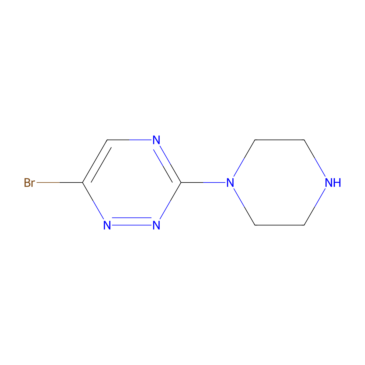 6-Bromo-3-(piperazin-1-yl)-1,2,4-triazine molecular structure, CAS 2060044-31-5