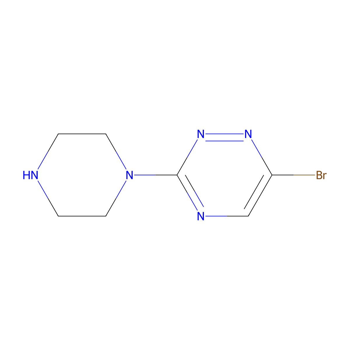 6-Bromo-3-(piperazin-1-yl)-1,2,4-triazine molecular structure, CAS 2060044-31-5