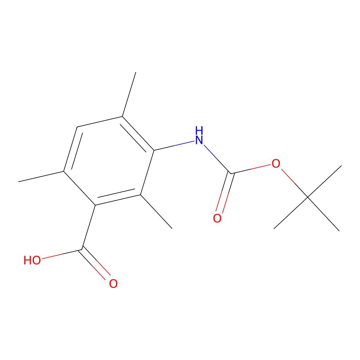 3-{[(Tert-butoxy)carbonyl]amino}-2,4,6-trimethylbenzoic acid molecular structure, CAS 2060044-38-2