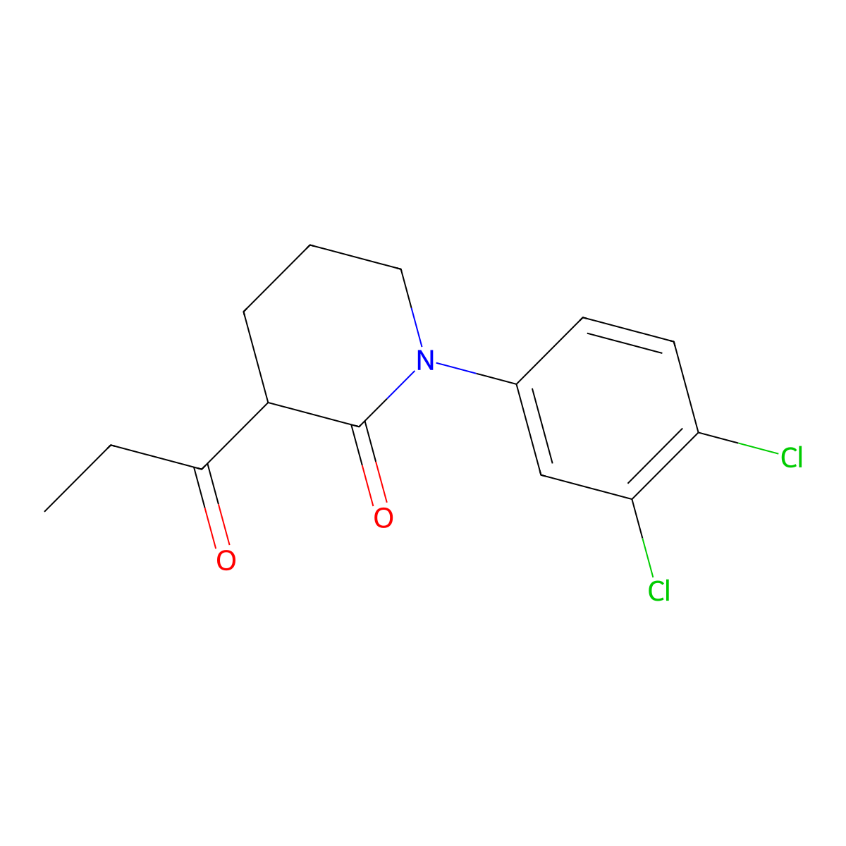 1-(3,4-Dichlorophenyl)-3-propanoylpiperidin-2-one molecular structure, CAS 2060044-40-6