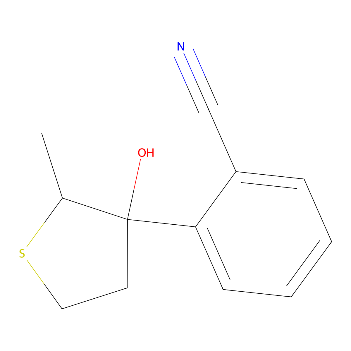 2-(3-Hydroxy-2-methylthiolan-3-yl)benzonitrile molecular structure, CAS 2060044-44-0