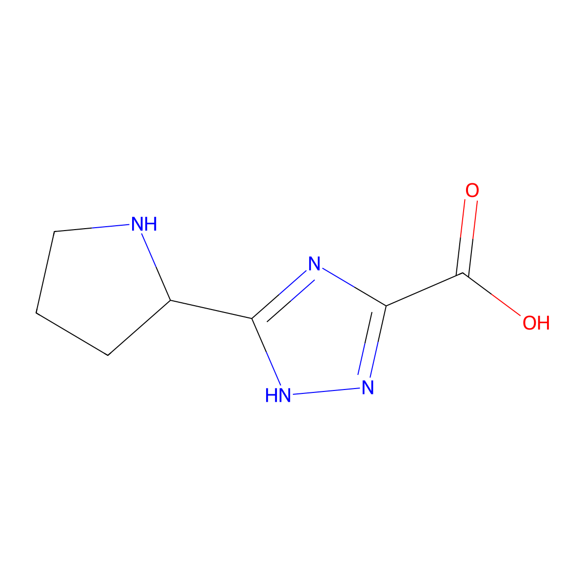 3-(Pyrrolidin-2-yl)-1H-1,2,4-triazole-5-carboxylic acid molecular structure, CAS 2060044-46-2