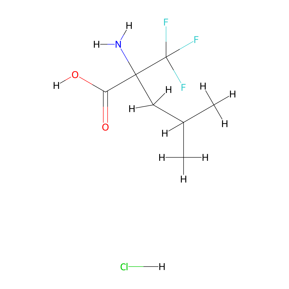2-Amino-4-methyl-2-(trifluoromethyl)pentanoic acid hydrochloride molecular structure, CAS 2060044-51-9