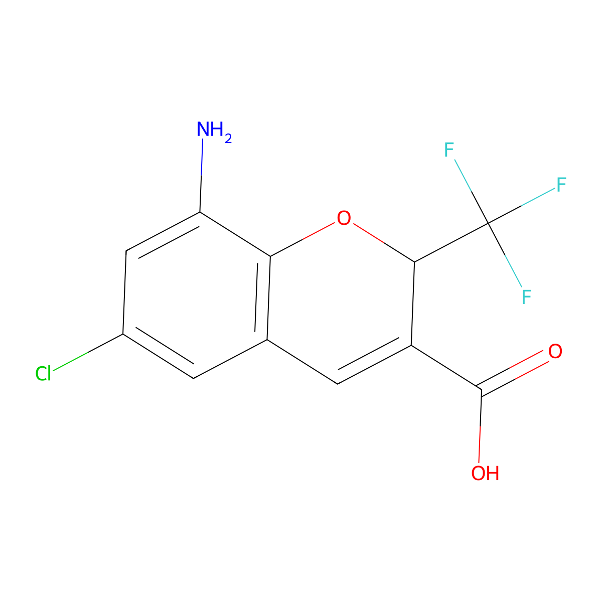8-Amino-6-chloro-2-(trifluoromethyl)-2H-chromene-3-carboxylic acid molecular structure, CAS 2060044-53-1