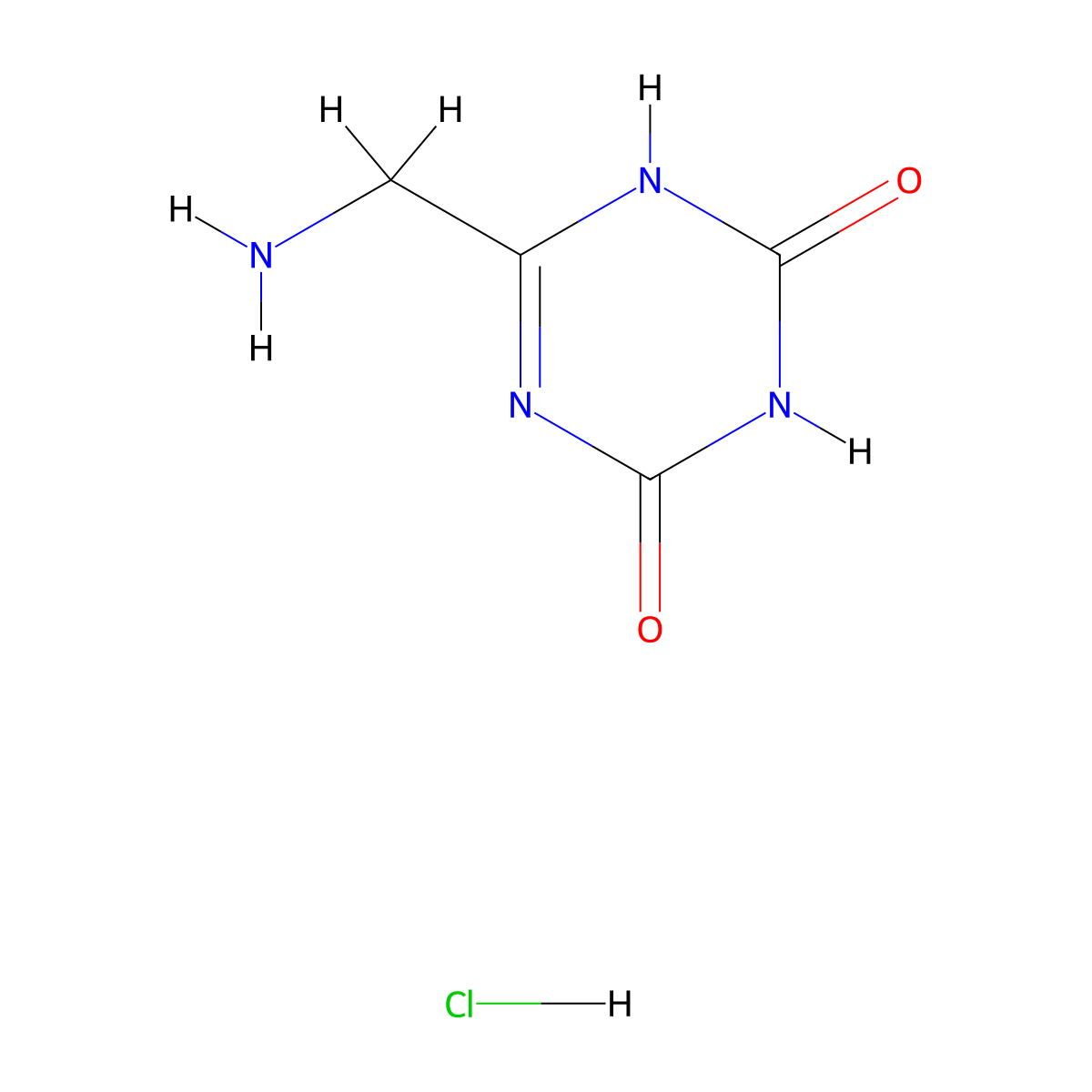 6-(Aminomethyl)-1,2,3,4-tetrahydro-1,3,5-triazine-2,4-dione hydrochloride molecular structure, CAS 2060044-61-1