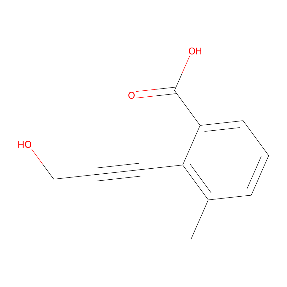 2-(3-Hydroxyprop-1-yn-1-yl)-3-methylbenzoic acid molecular structure, CAS 2060044-64-4