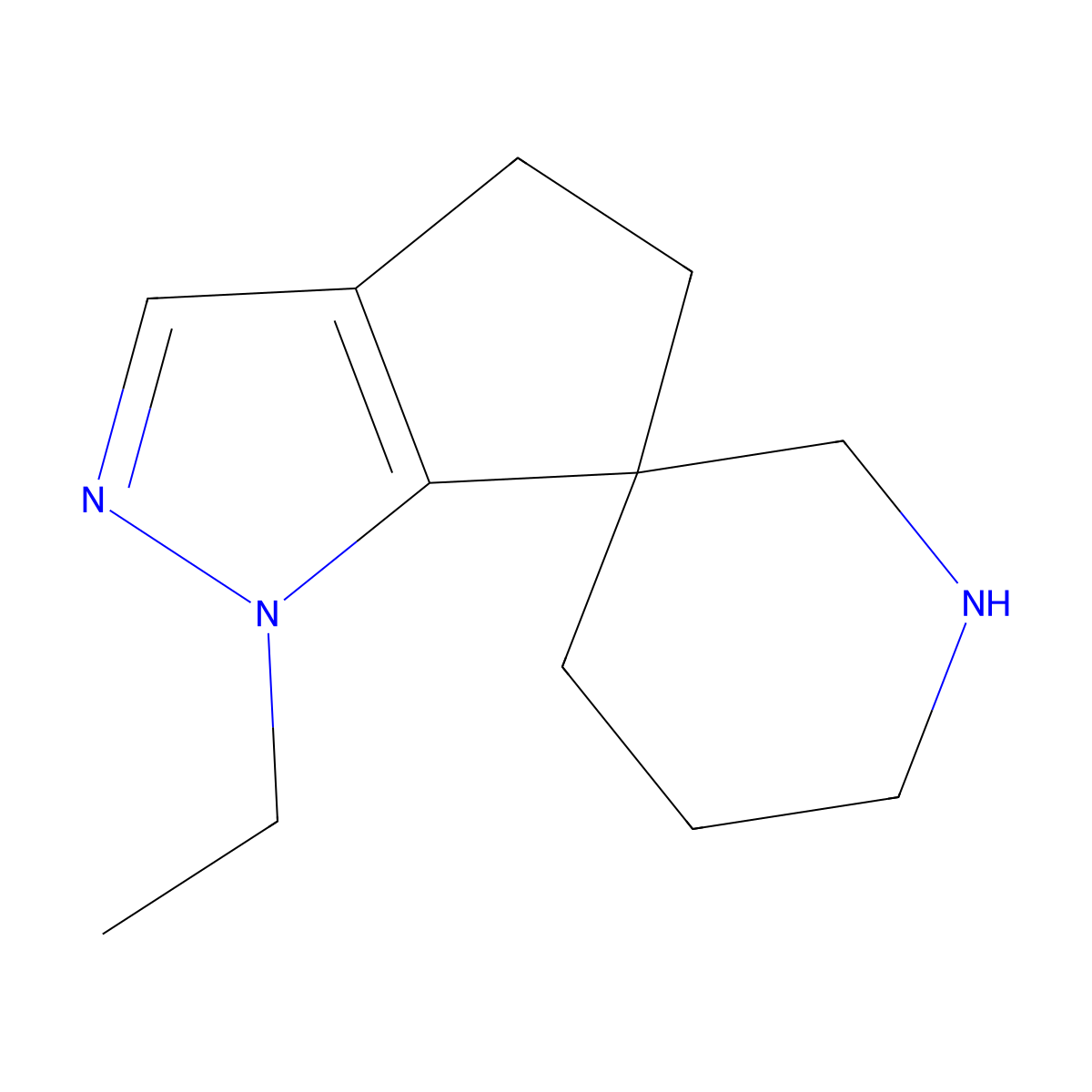 1-Ethyl-4,5-dihydro-1H-spiro[cyclopenta[c]pyrazole-6,3'-piperidine] molecular structure, CAS 2060044-65-5