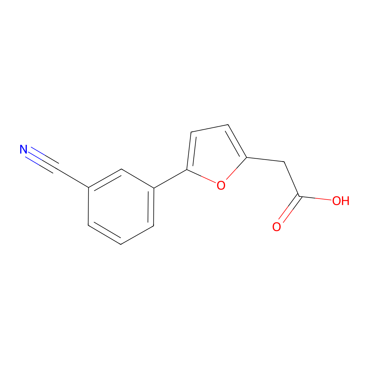 2-[5-(3-Cyanophenyl)furan-2-yl]acetic acid molecular structure, CAS 2060044-67-7