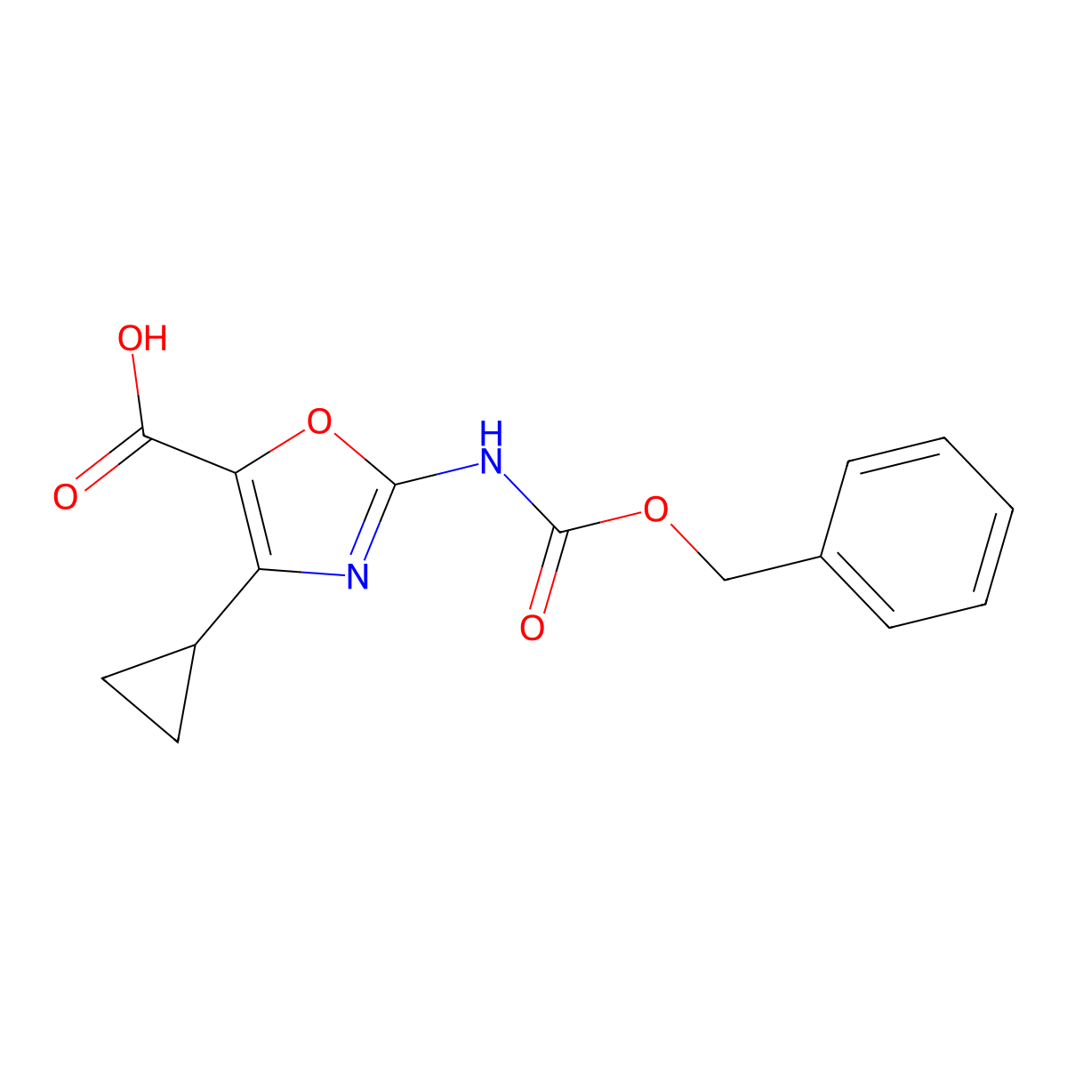 2-{[(Benzyloxy)carbonyl]amino}-4-cyclopropyl-1,3-oxazole-5-carboxylic acid molecular structure, CAS 2060044-69-9