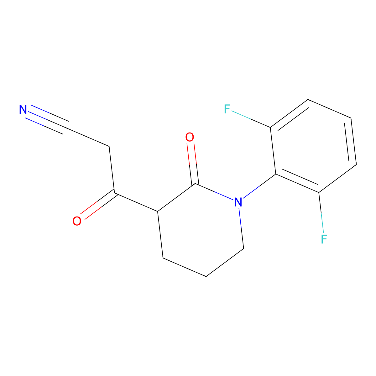 3-[1-(2,6-Difluorophenyl)-2-oxopiperidin-3-yl]-3-oxopropanenitrile molecular structure, CAS 2060044-71-3