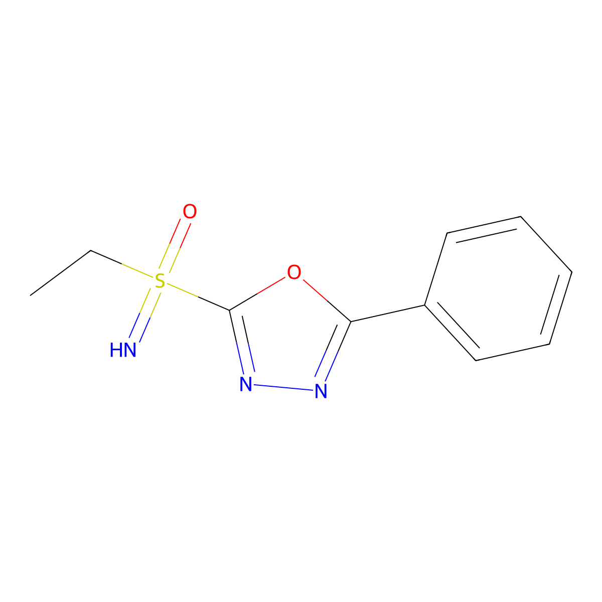 Ethyl(imino)(5-phenyl-1,3,4-oxadiazol-2-yl)-lambda6-sulfanone molecular structure, CAS 2060044-73-5
