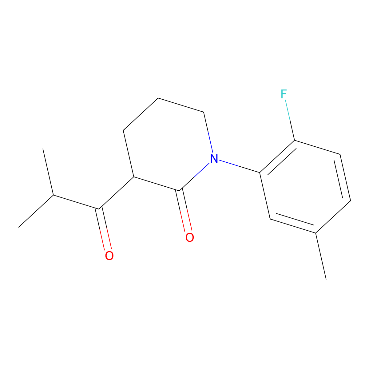 1-(2-Fluoro-5-methylphenyl)-3-(2-methylpropanoyl)piperidin-2-one molecular structure, CAS 2060044-76-8