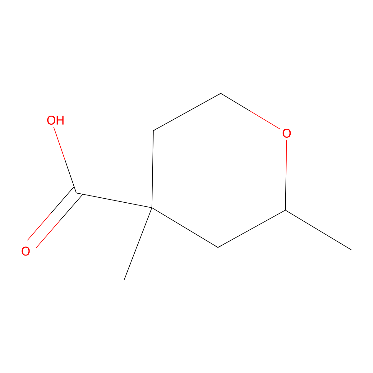 2,4-Dimethyloxane-4-carboxylic acid molecular structure, CAS 2060044-77-9