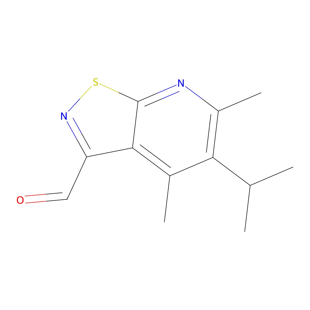 4,6-Dimethyl-5-(propan-2-yl)-[1,2]thiazolo[5,4-b]pyridine-3-carbaldehyde molecular structure, CAS 2060044-85-9