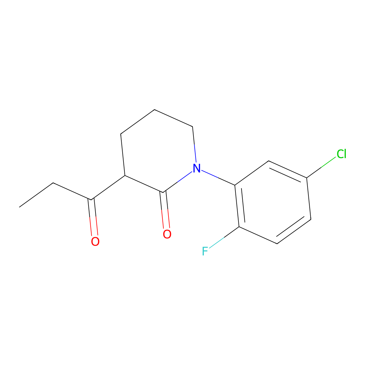 1-(5-Chloro-2-fluorophenyl)-3-propanoylpiperidin-2-one molecular structure, CAS 2060044-89-3