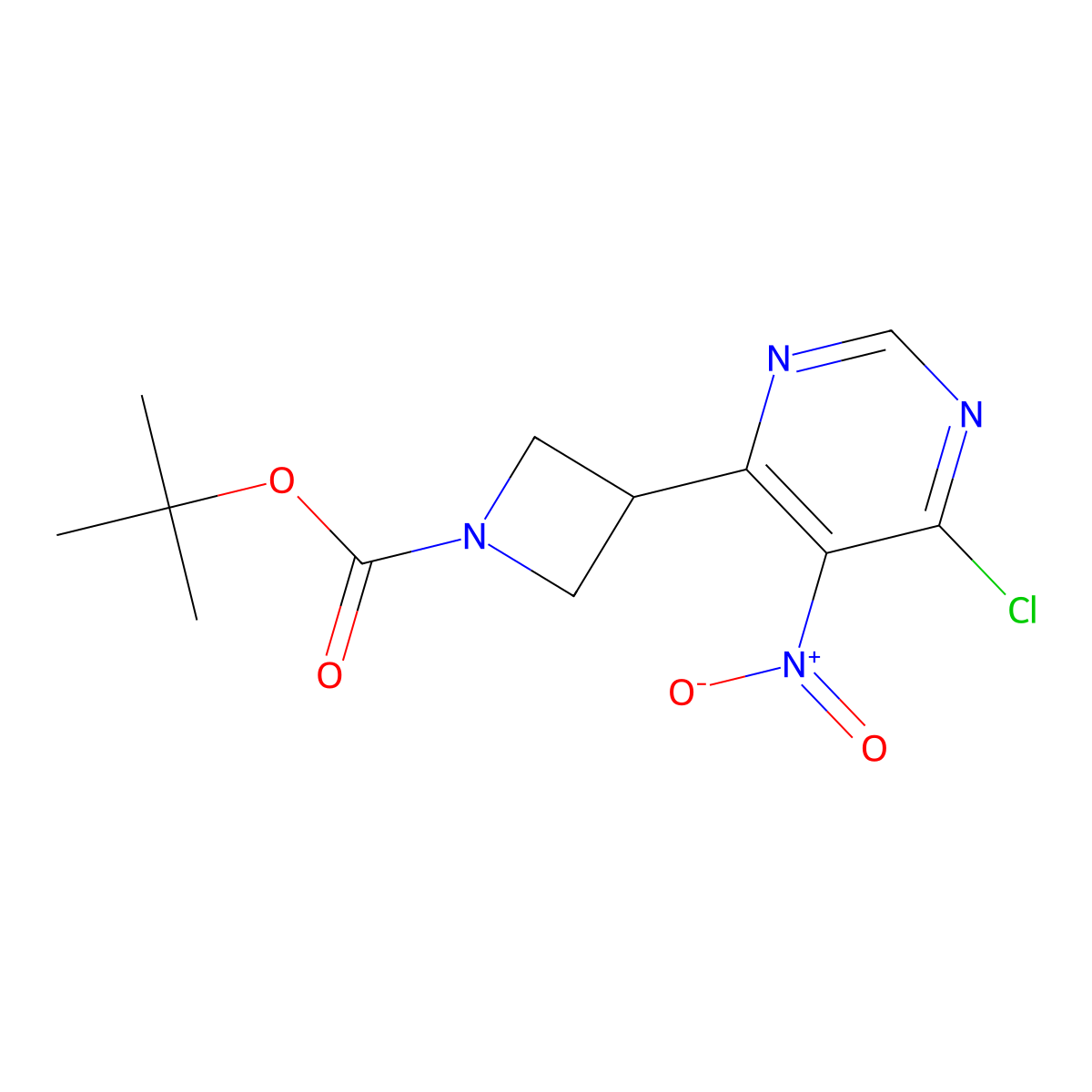 tert-Butyl 3-(6-chloro-5-nitropyrimidin-4-yl)azetidine-1-carboxylate molecular structure, CAS 2060044-99-5