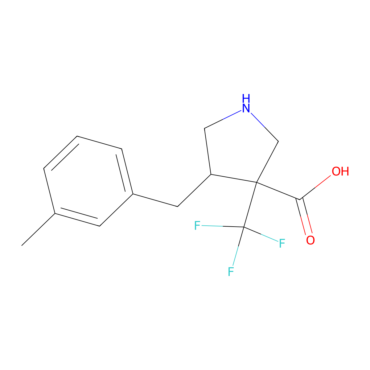 4-[(3-Methylphenyl)methyl]-3-(trifluoromethyl)pyrrolidine-3-carboxylic acid molecular structure, CAS 2060045-00-1