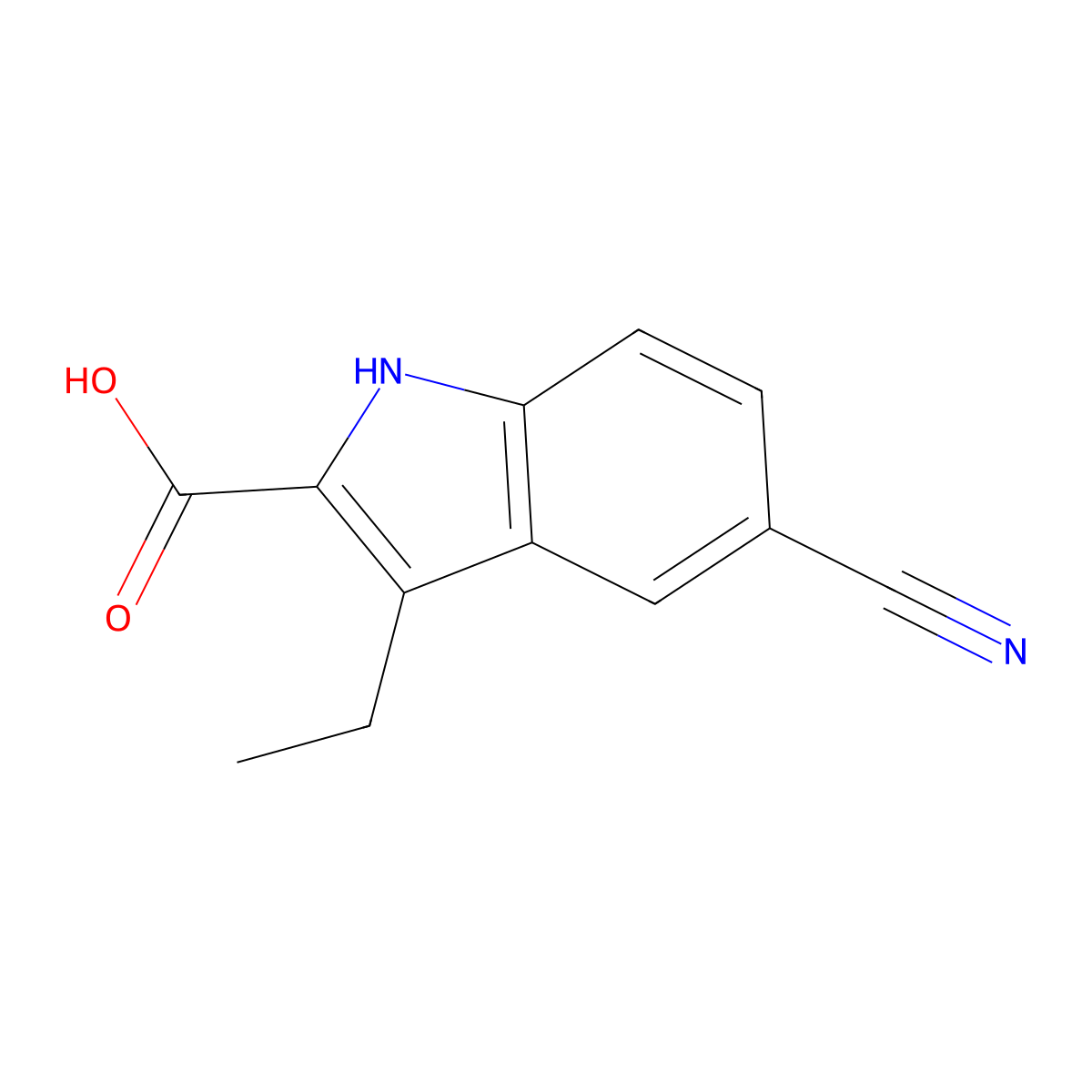5-cyano-3-ethyl-1H-indole-2-carboxylic acid molecular structure, CAS 2060045-03-4