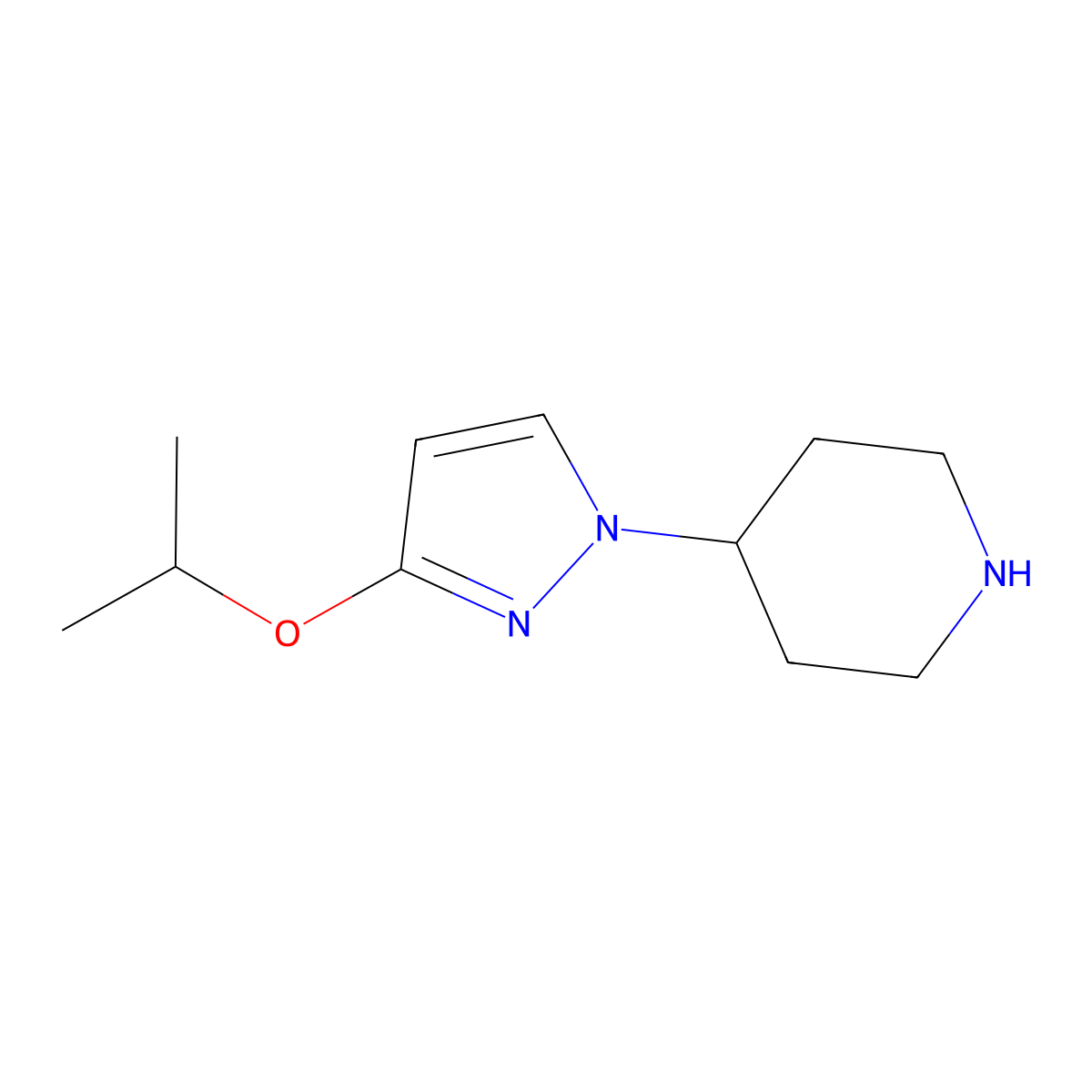 4-[3-(Propan-2-yloxy)-1H-pyrazol-1-yl]piperidine molecular structure, CAS 2060045-06-7