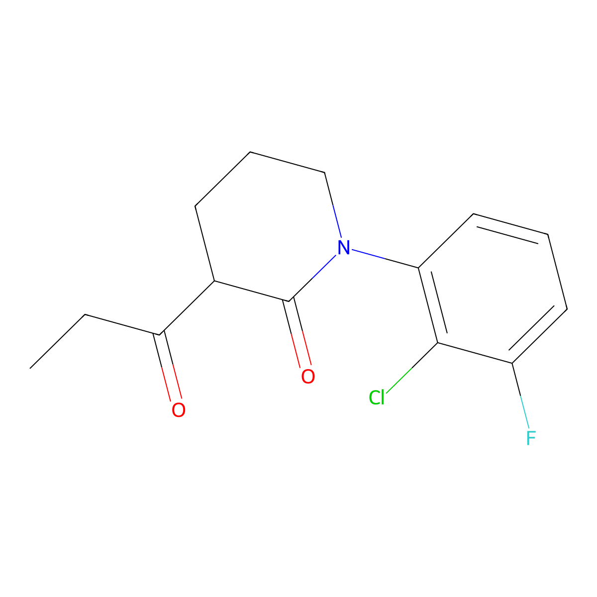 1-(2-Chloro-3-fluorophenyl)-3-propanoylpiperidin-2-one molecular structure, CAS 2060045-09-0