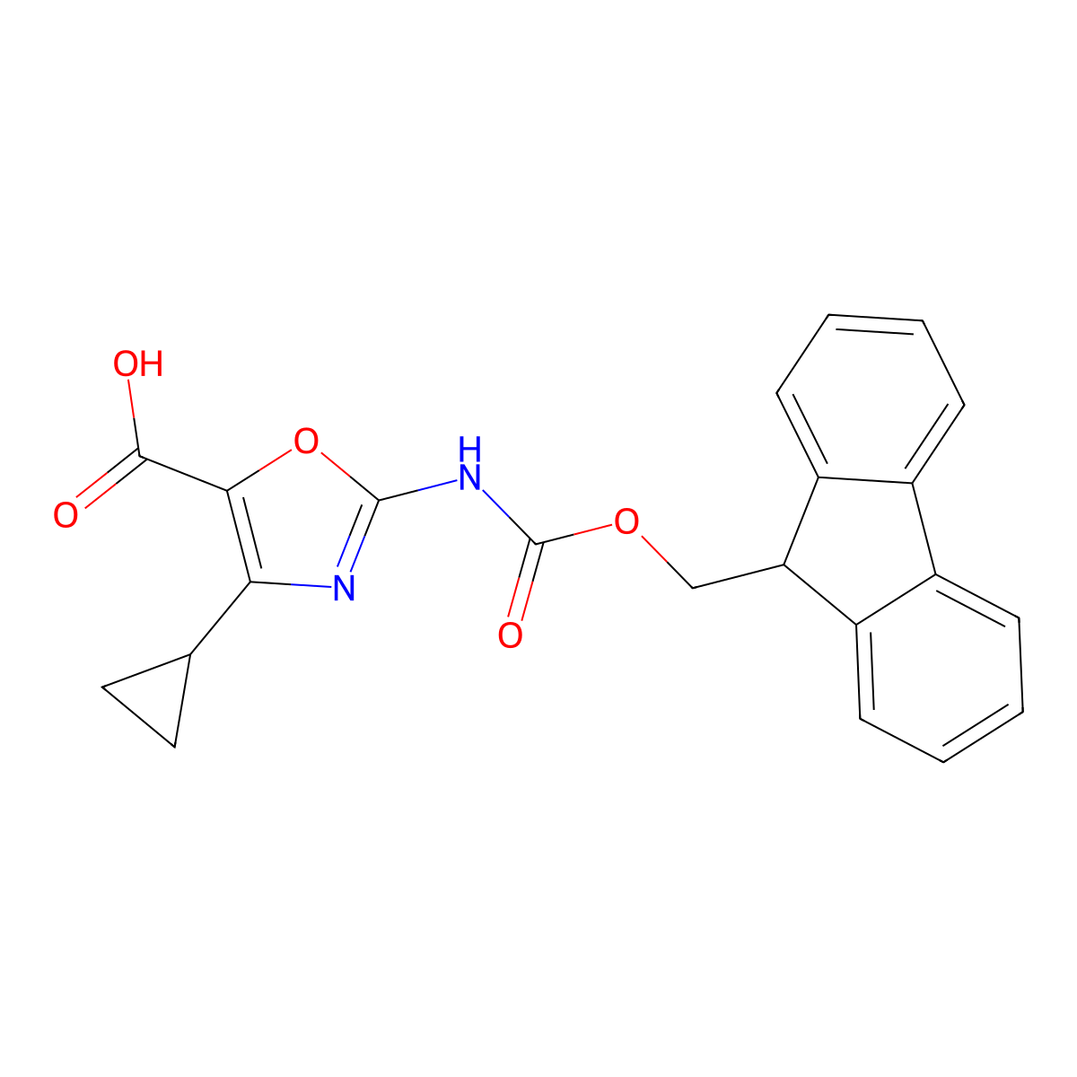 4-Cyclopropyl-2-({[(9H-fluoren-9-yl)methoxy]carbonyl}amino)-1,3-oxazole-5-carboxylic acid molecular structure, CAS 2060045-20-5