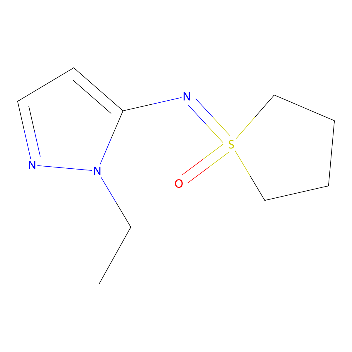 1-[(1-Ethyl-1H-pyrazol-5-yl)imino]-1lambda6-thiolan-1-one molecular structure, CAS 2060045-22-7
