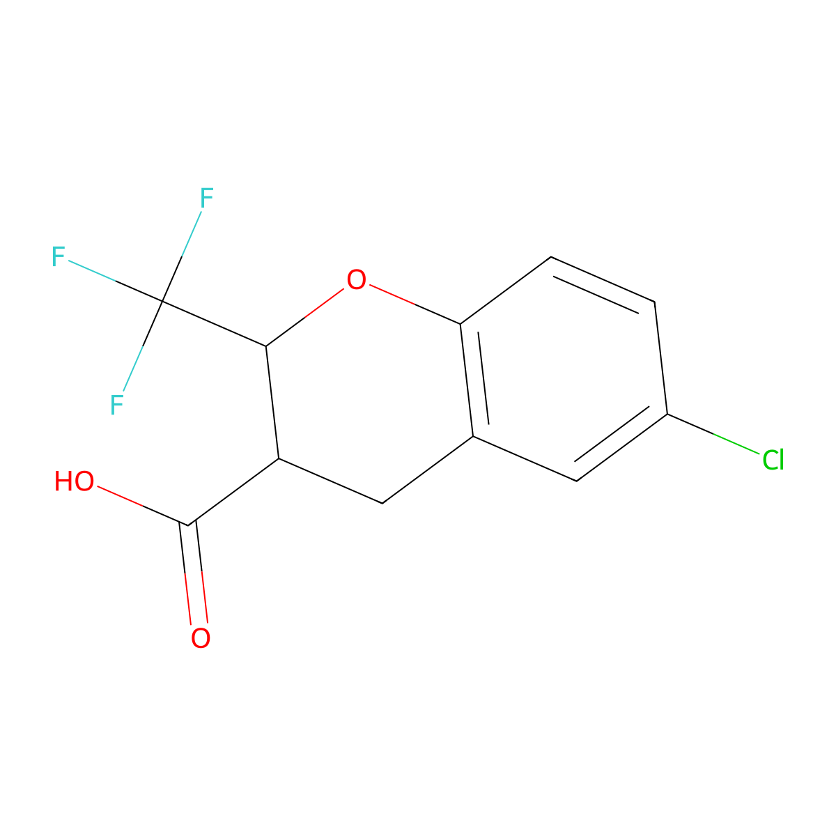 6-Chloro-2-(trifluoromethyl)-3,4-dihydro-2H-1-benzopyran-3-carboxylic acid molecular structure, CAS 2060045-40-9
