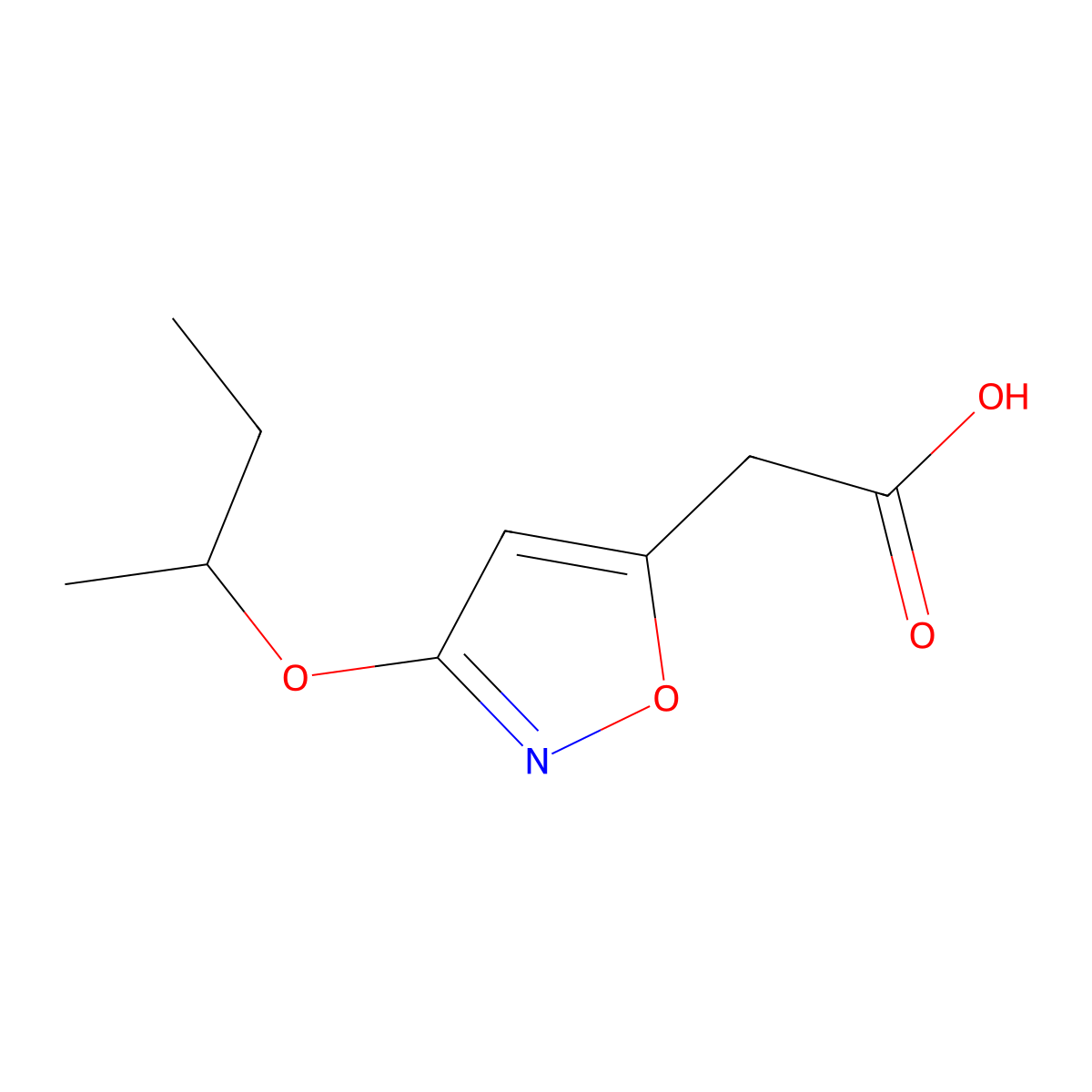 2-[3-(Butan-2-yloxy)-1,2-oxazol-5-yl]acetic acid molecular structure, CAS 2060045-42-1