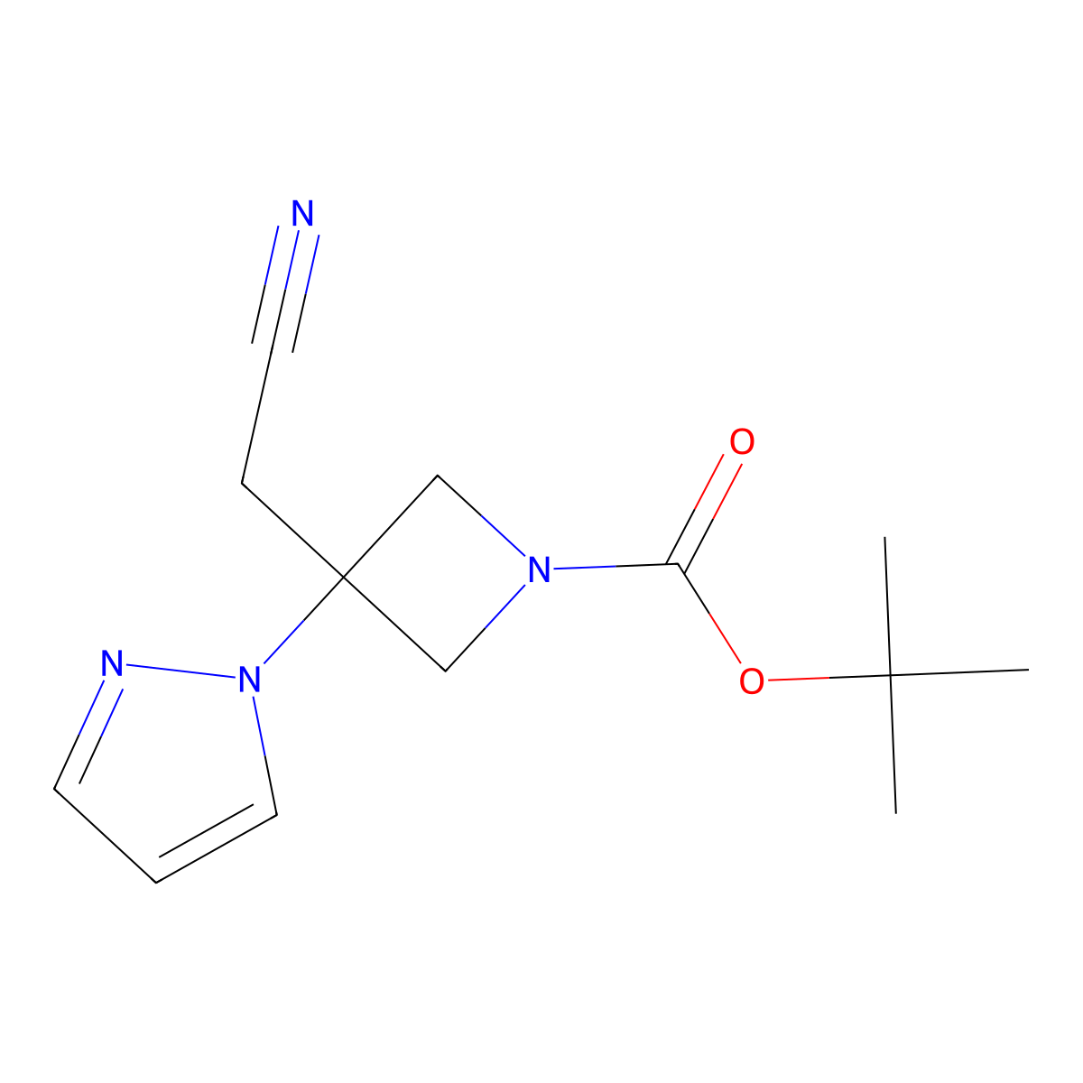 tert-Butyl 3-(cyanomethyl)-3-(1H-pyrazol-1-yl)azetidine-1-carboxylate molecular structure, CAS 2060045-56-7
