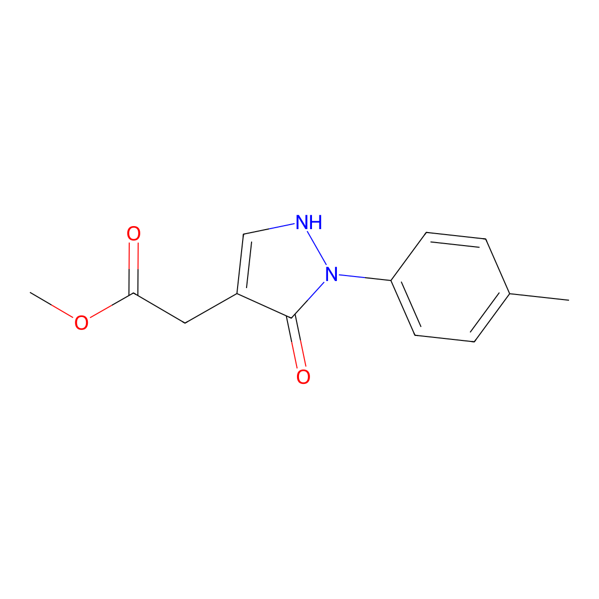 Methyl 2-[2-(4-methylphenyl)-3-oxo-2,3-dihydro-1H-pyrazol-4-yl]acetate molecular structure, CAS 2060045-64-7