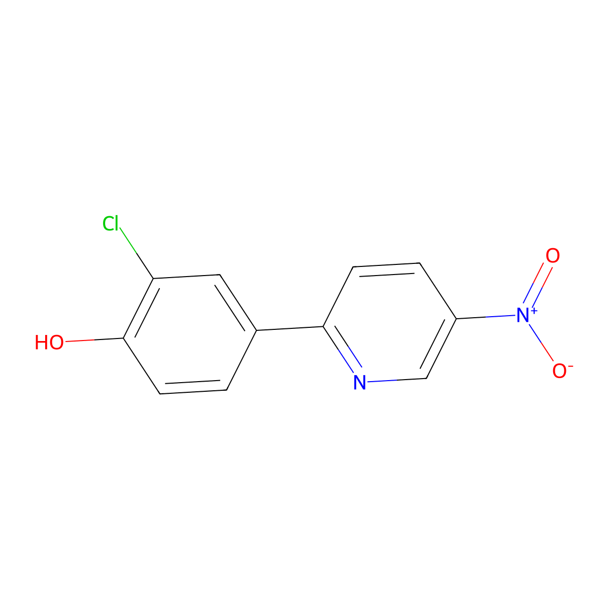 2-Chloro-4-(5-nitropyridin-2-yl)phenol molecular structure, CAS 2060045-71-6