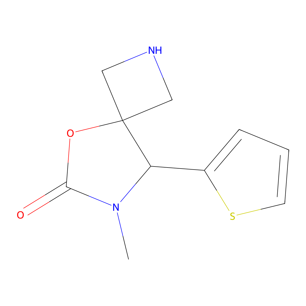 7-Methyl-8-(thiophen-2-yl)-5-oxa-2,7-diazaspiro[3.4]octan-6-one molecular structure, CAS 2060045-76-1