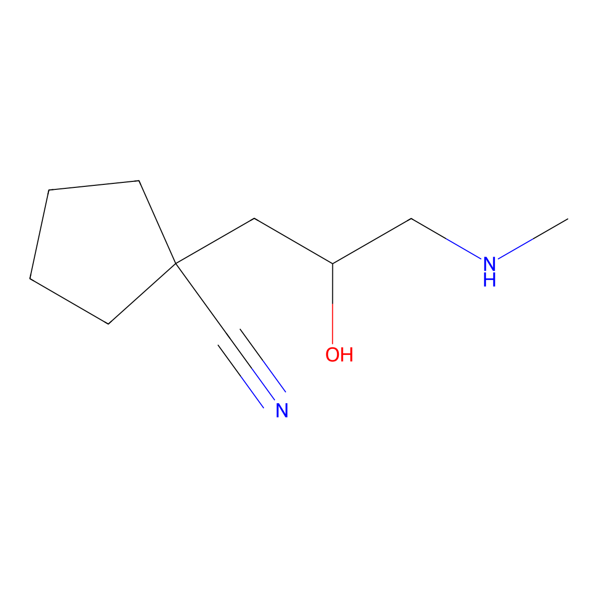 1-[2-Hydroxy-3-(methylamino)propyl]cyclopentane-1-carbonitrile molecular structure, CAS 2060045-89-6