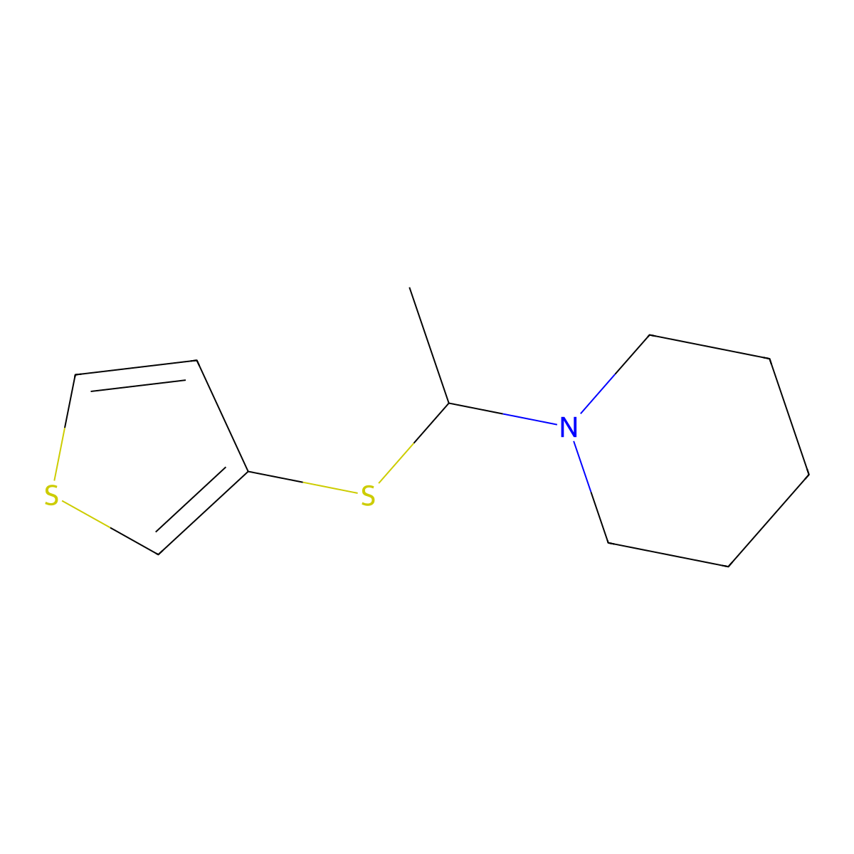 1-[1-(Thiophen-3-ylsulfanyl)ethyl]piperidine molecular structure, CAS 2060045-90-9