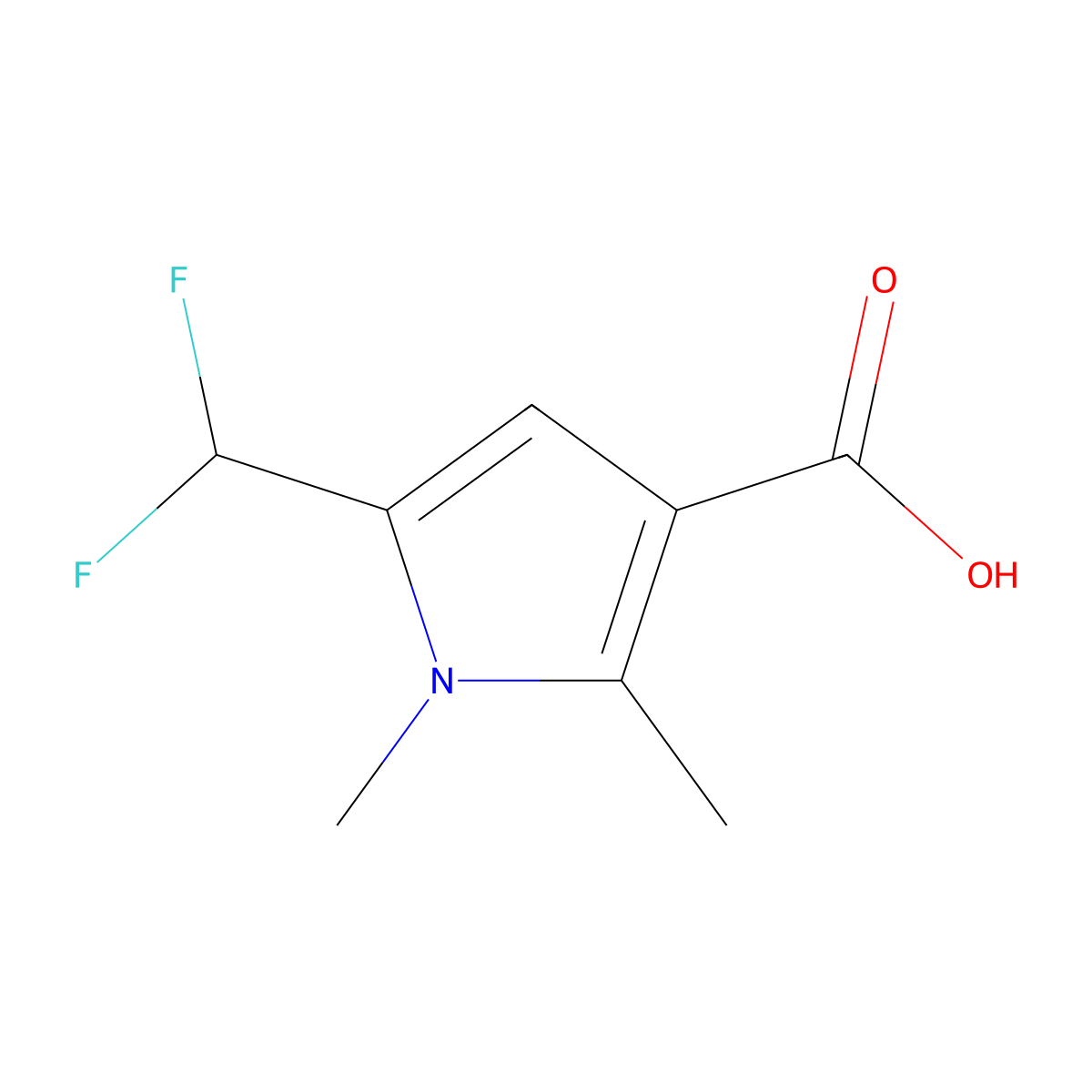 5-(Difluoromethyl)-1,2-dimethyl-1H-pyrrole-3-carboxylic acid molecular structure, CAS 2060045-95-4