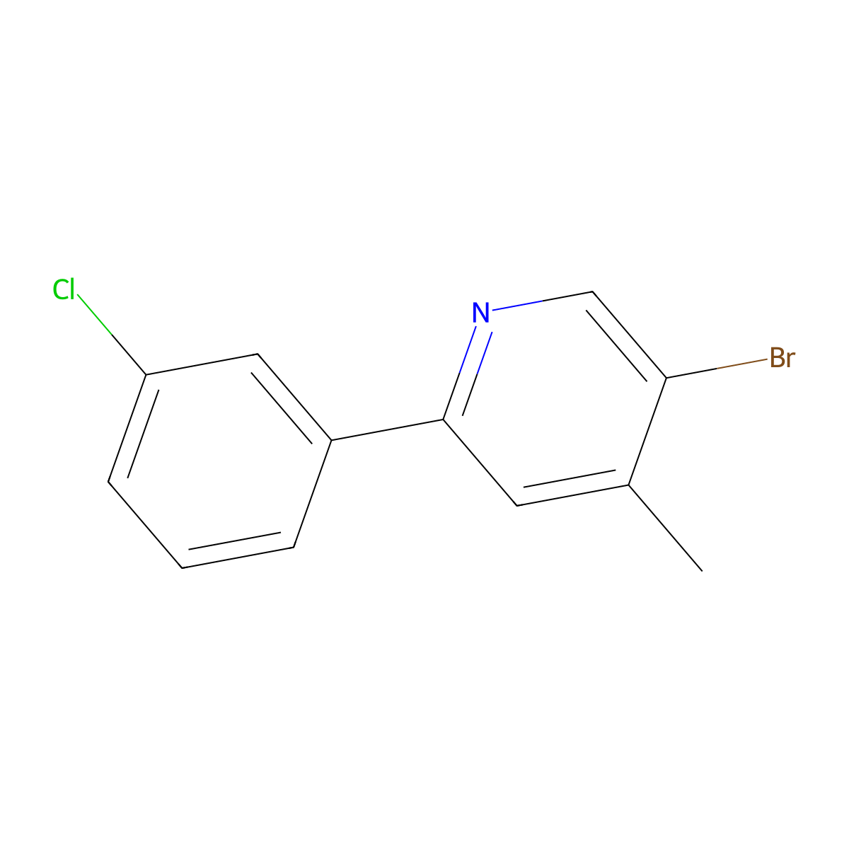 5-Bromo-2-(3-chlorophenyl)-4-methylpyridine molecular structure, CAS 2060045-97-6