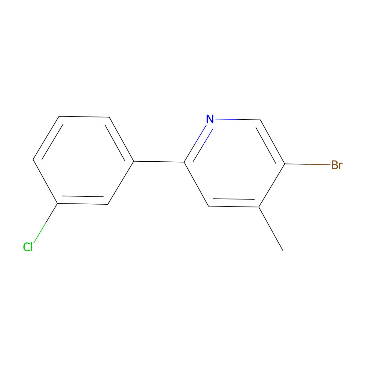 5-Bromo-2-(3-chlorophenyl)-4-methylpyridine molecular structure, CAS 2060045-97-6