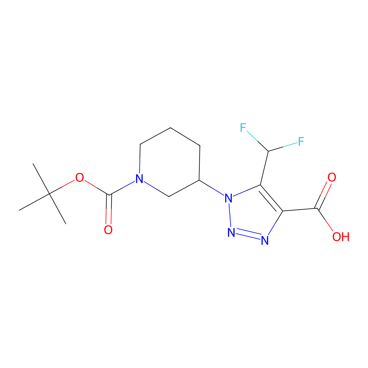 1-{1-[(tert-butoxy)carbonyl]piperidin-3-yl}-5-(difluoromethyl)-1H-1,2,3-triazole-4-carboxylic acid molecular structure, CAS 2060045-99-8