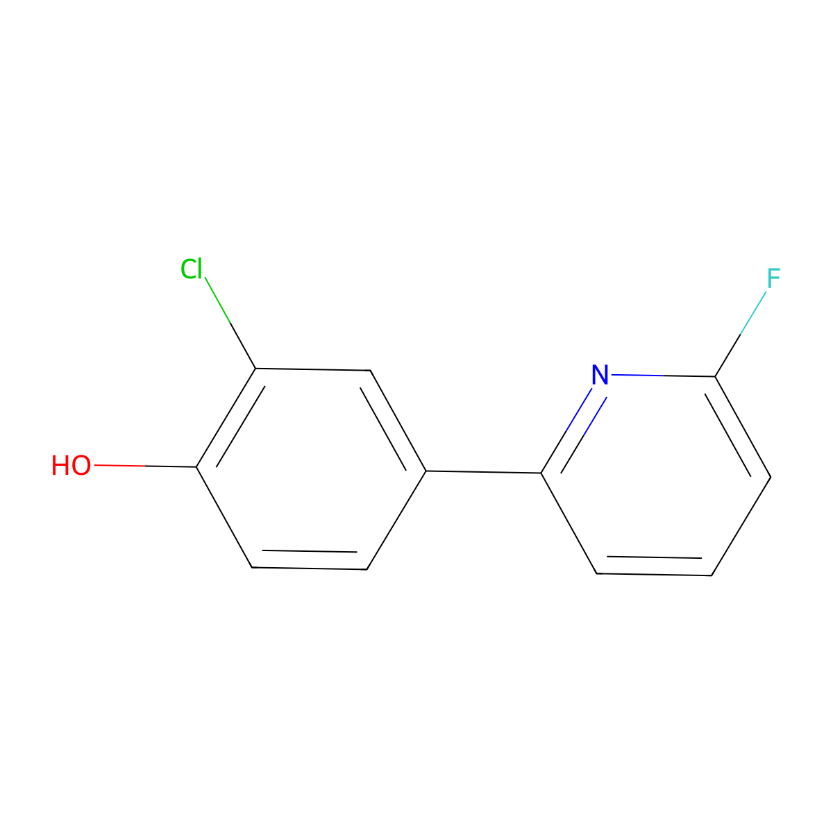 2-Chloro-4-(6-fluoropyridin-2-yl)phenol molecular structure, CAS 2060046-09-3