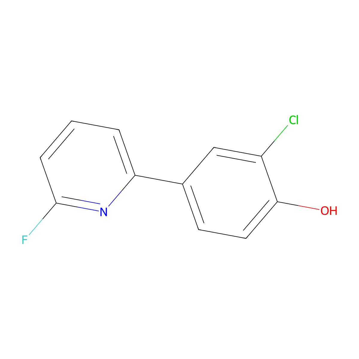 2-Chloro-4-(6-fluoropyridin-2-yl)phenol molecular structure, CAS 2060046-09-3