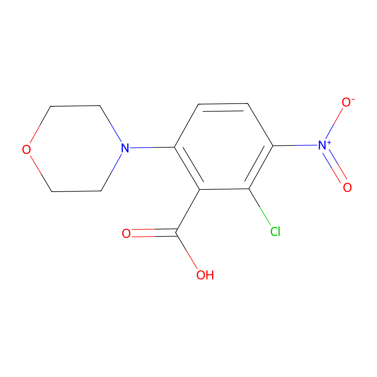2-Chloro-6-(morpholin-4-yl)-3-nitrobenzoic acid molecular structure, CAS 2060046-12-8