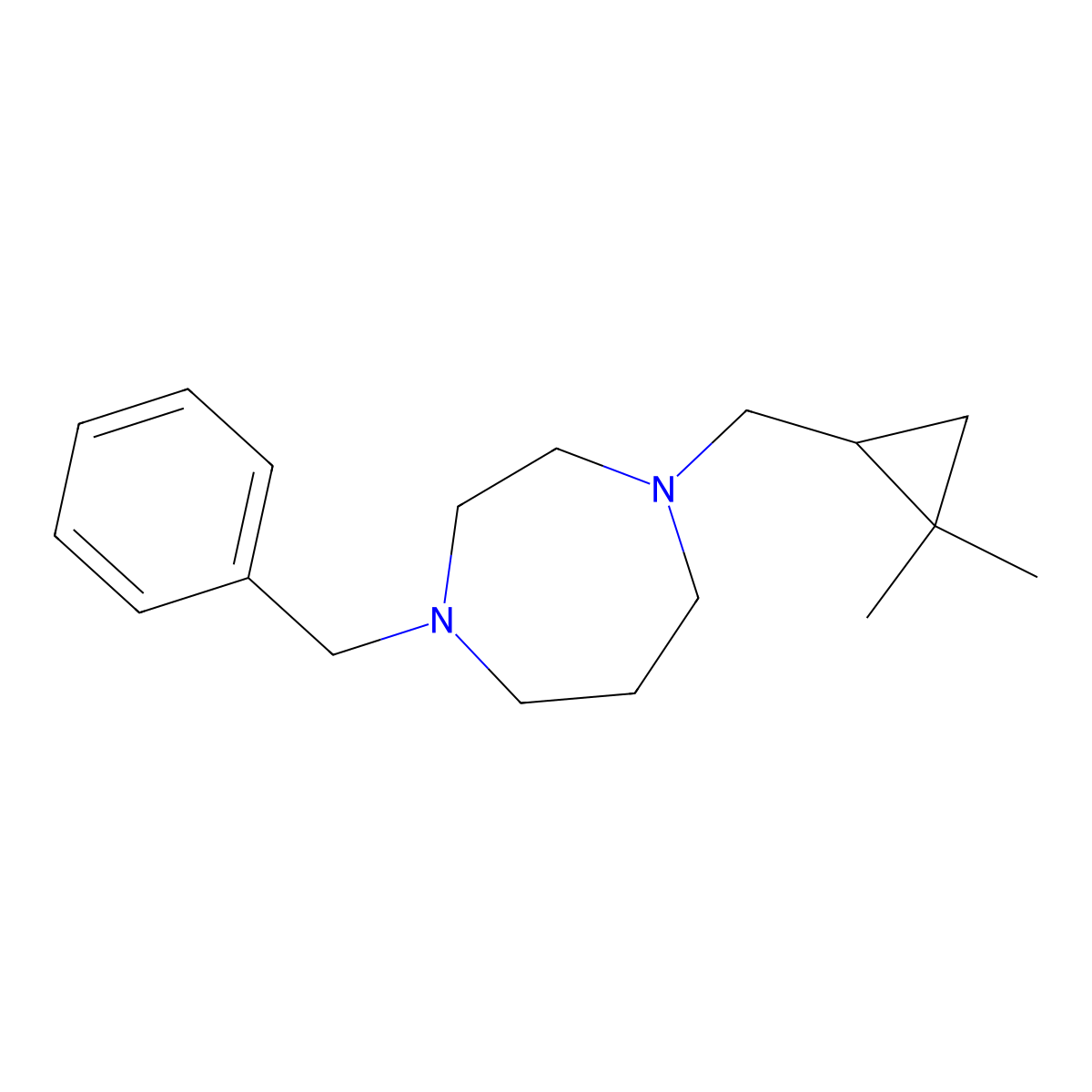 1-Benzyl-4-[(2,2-dimethylcyclopropyl)methyl]-1,4-diazepane molecular structure, CAS 2060046-13-9